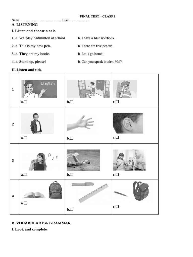 Anh 3 Test 2 | PDF
