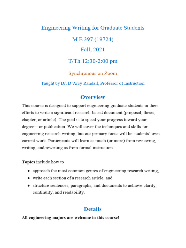 Randall Fall Graduate Writing Class | PDF