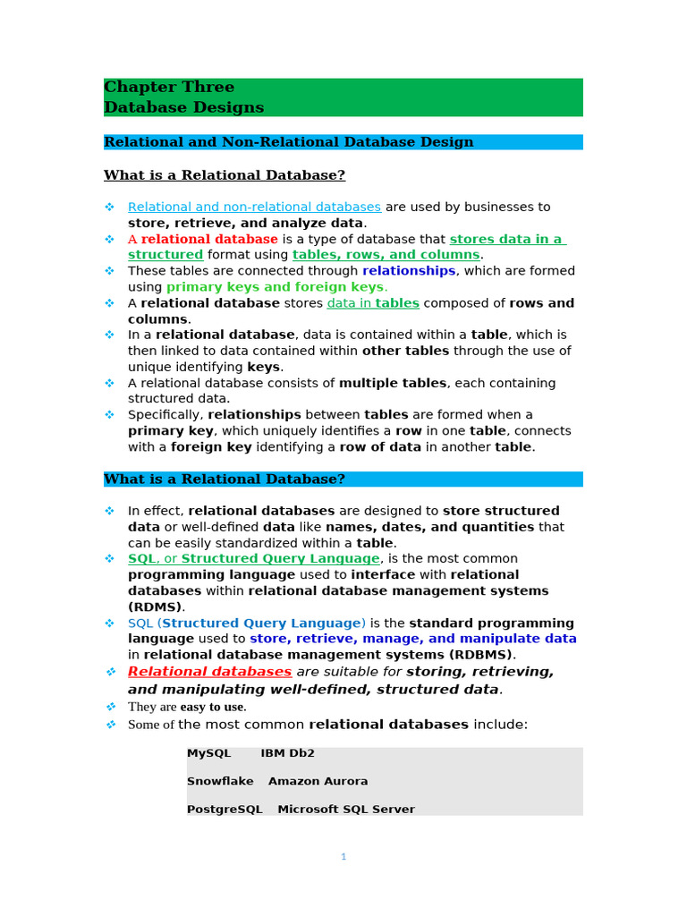 DataBase Chap Three - 00 | PDF | Relational Database | Data