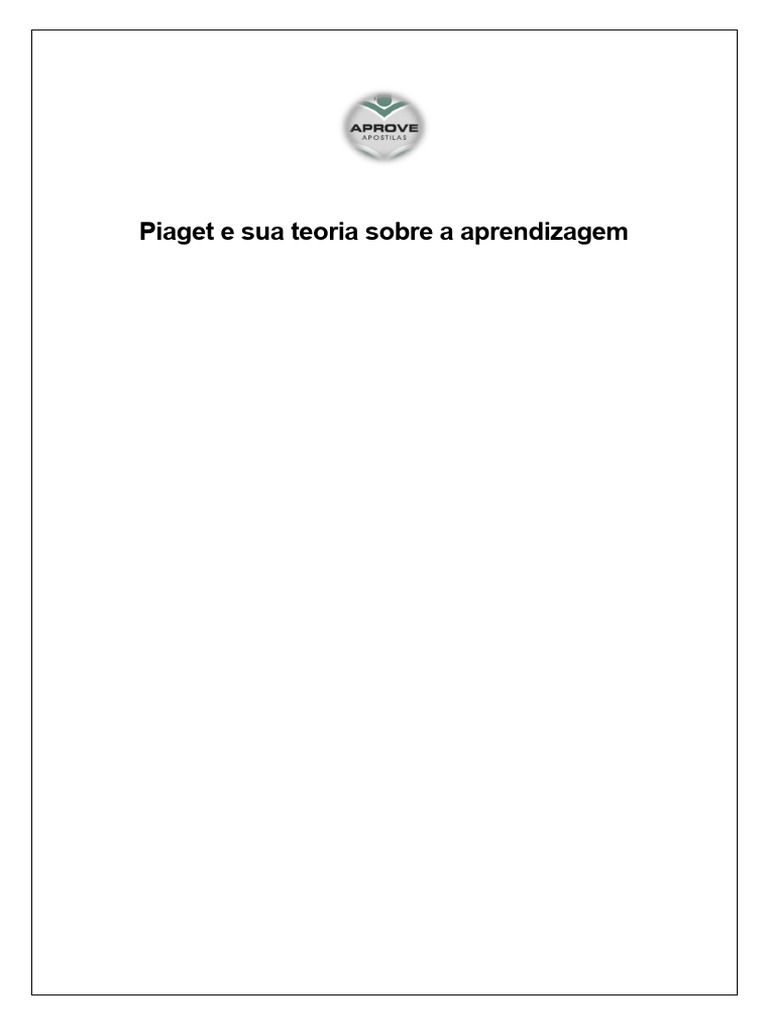 Teoria da Aprendizagem de Piaget | PDF | Aprendizado | Pensamento