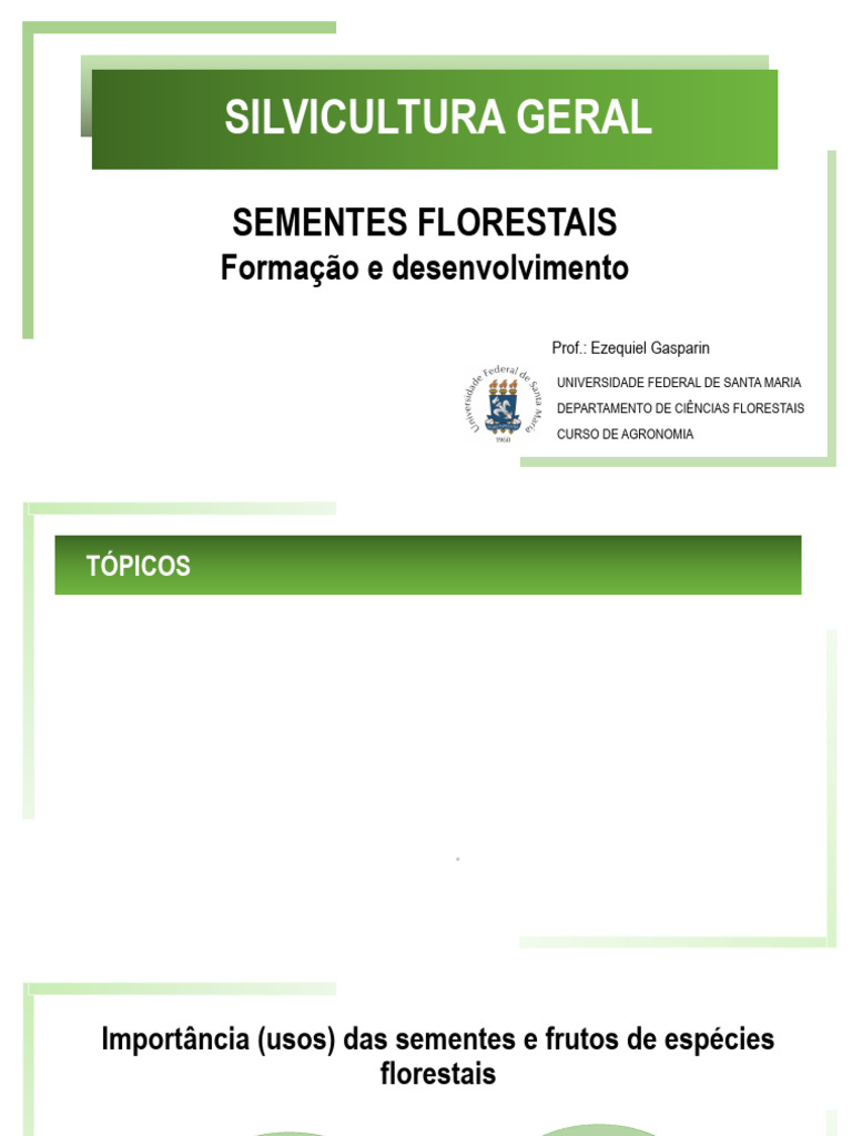 Sementes Florestais: Formação e Germinação | PDF | Germinação | Semente