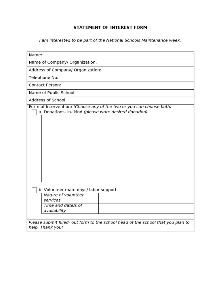 Volunteer Interest Form for Schools | PDF