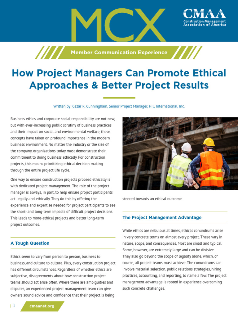 Ethical Project Management in Construction | PDF | Project Management ...