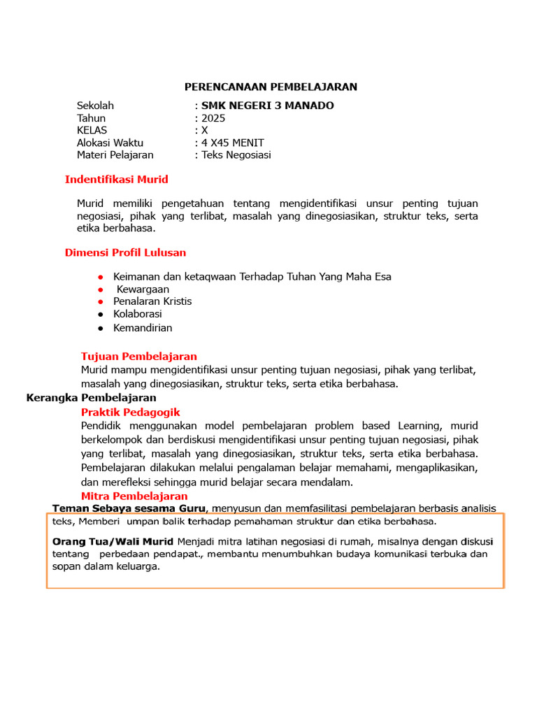 Contoh RPP Pembelajaran Mendalam | PDF