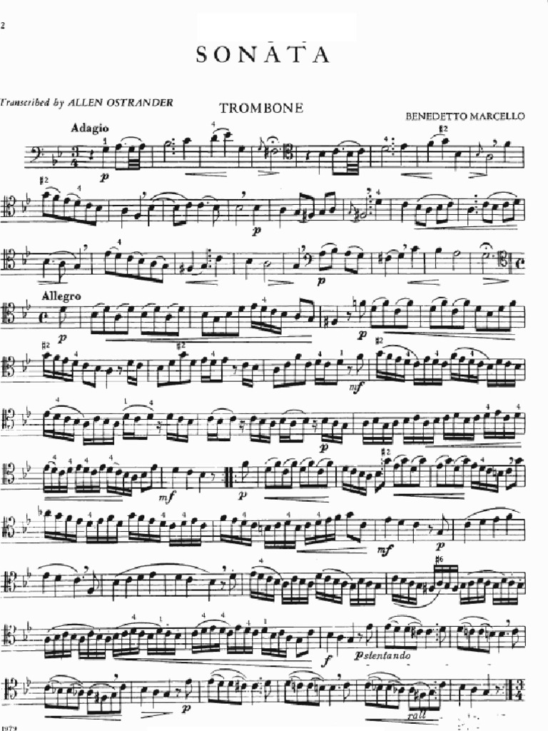 Marcello Benedetto Sonata 1 Trombone Piano