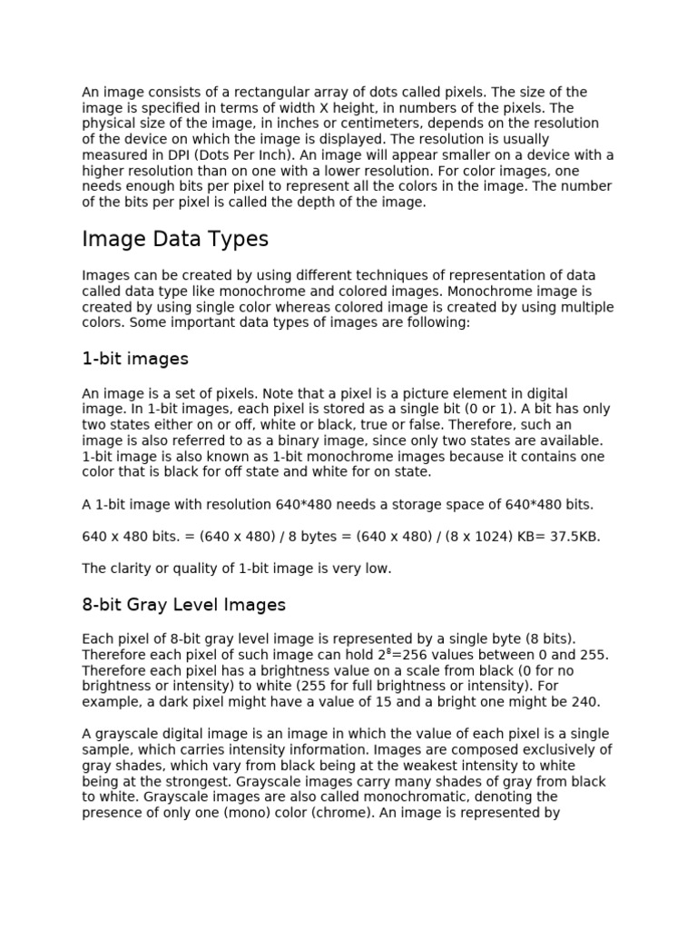 An image consists of a rectangular array of dots called pixels | PDF ...