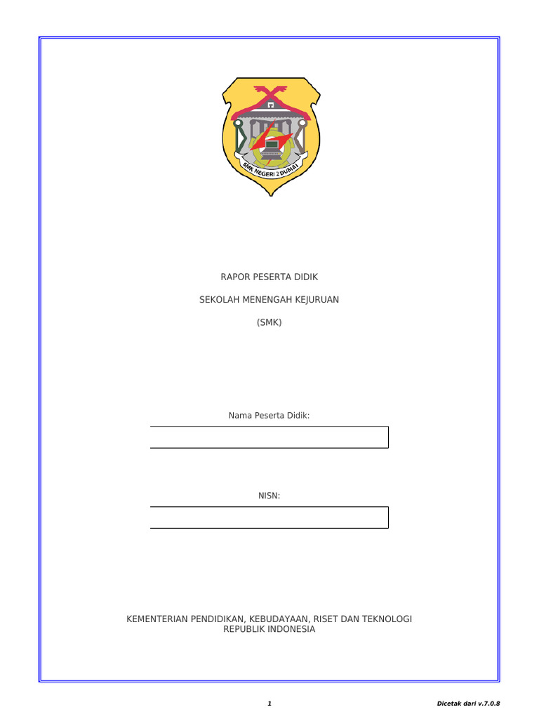 Identitas Data Diri Rapor Siswa | PDF