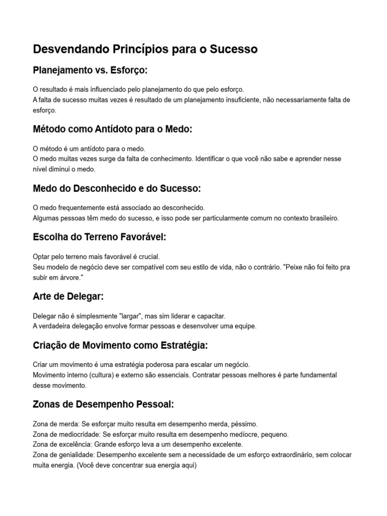 Princípios para o Sucesso Empresarial | PDF