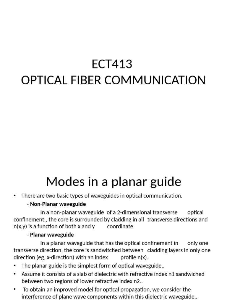 Modes in Planar Optical Waveguides | PDF | Waves | Waveguide