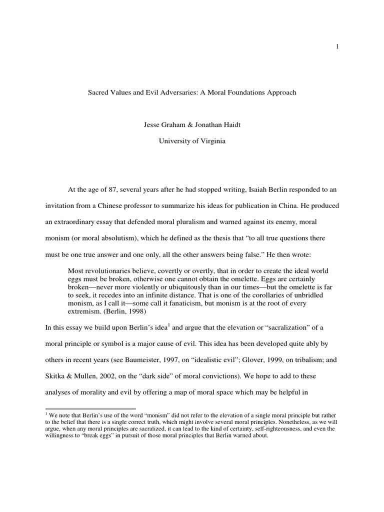 Sacred Values and Evil Adversaries (W7.R4) | PDF | Morality | Value ...