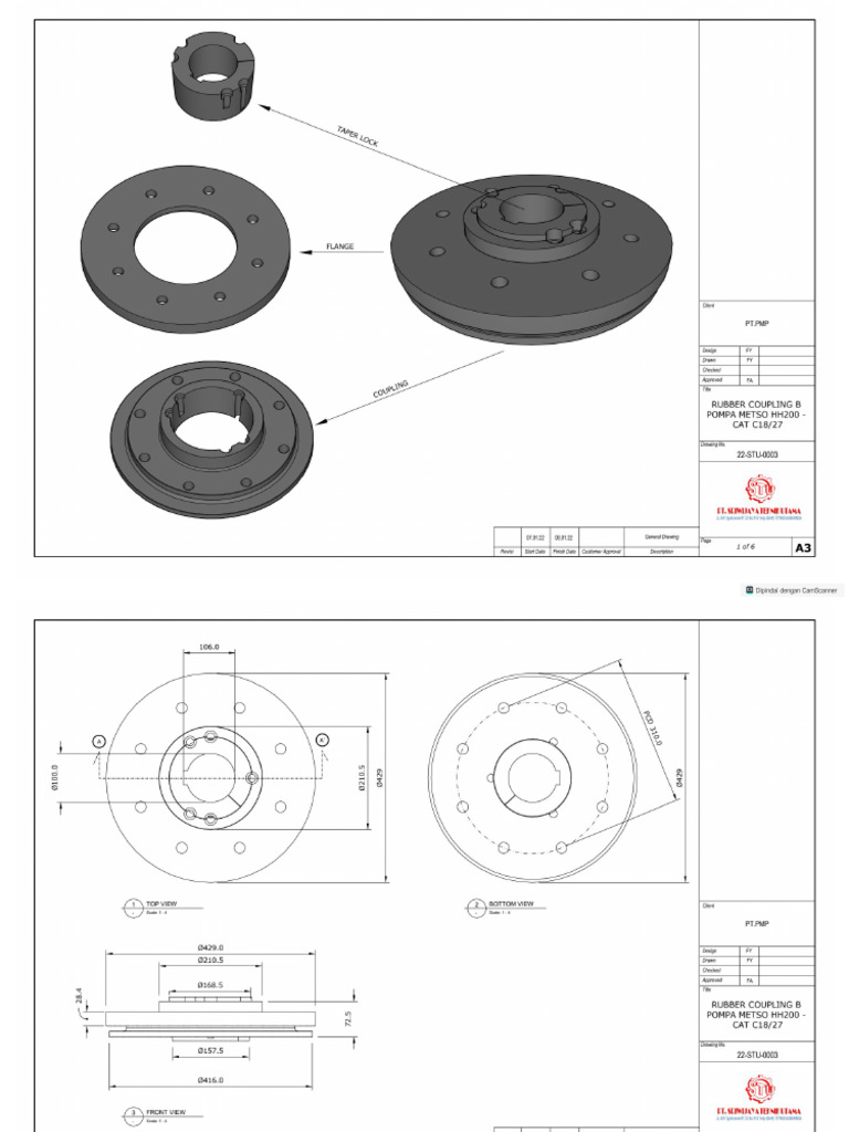 22-Stu-0003-Pt - Pmp-Rubber Coupling Metso Hh200 Pair Rev | PDF