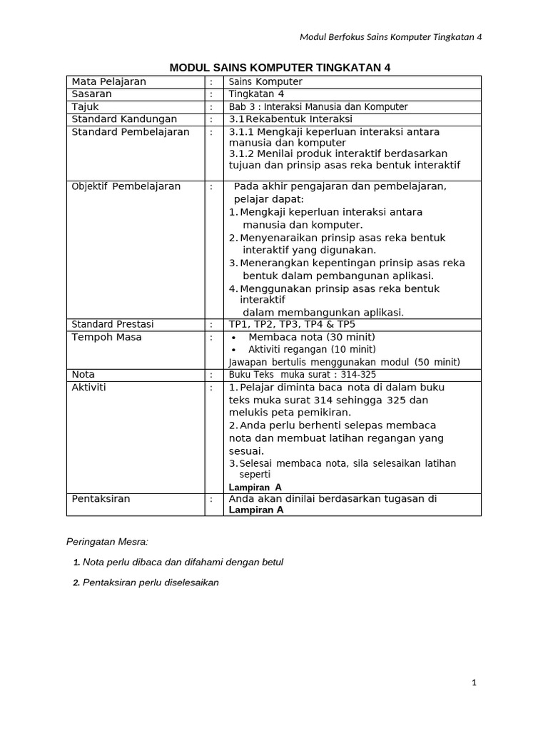 Modul Sains Komputer Tingkatan 4 | PDF