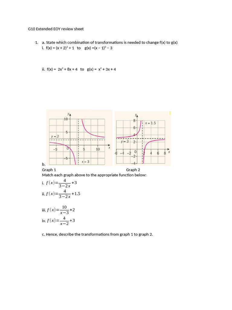 G10 EOY Review: Transformations & Resistance | PDF