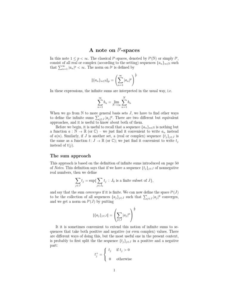 Overview of lp-Spaces and Their Norms | PDF