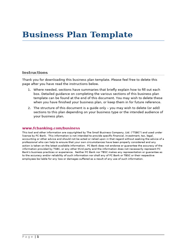 Business Plan Template | PDF | Swot Analysis | Marketing