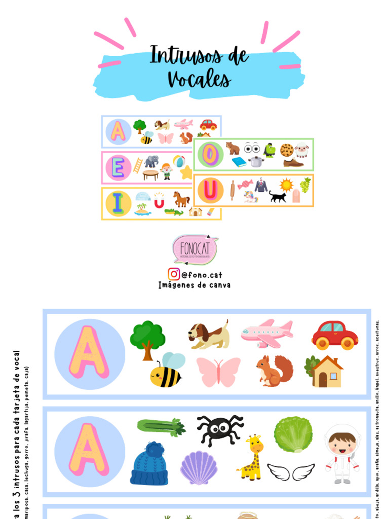Intrusos en Tarjetas de Vocales | PDF