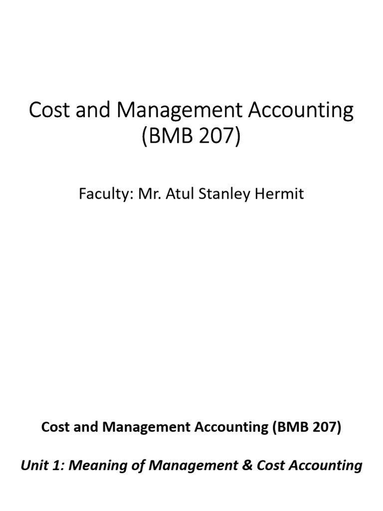 Overview of Cost and Management Accounting | PDF | Management ...