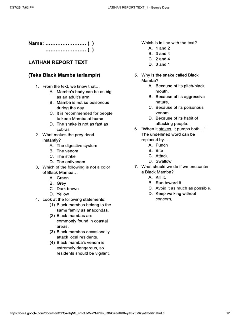 Latihan Report Text | PDF
