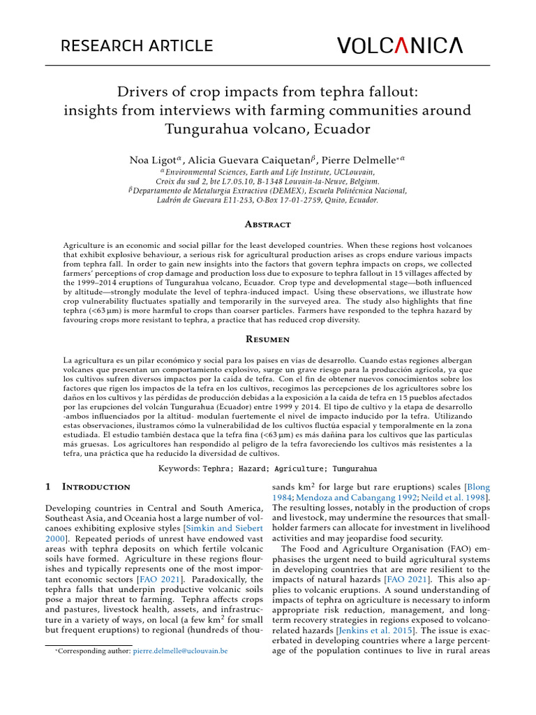 Tephra Fallout Effects on Crops in Ecuador | PDF | Fruit | Peach