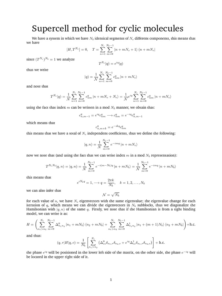 Supercell Method for Cyclic Molecules | PDF | Eigenvalues And ...