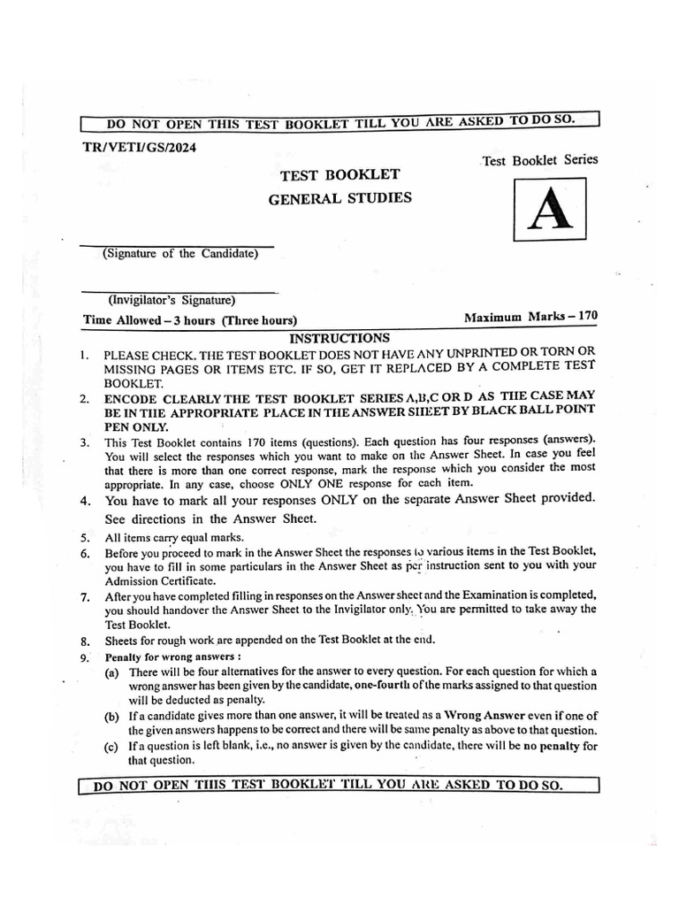 TPSC Vo 2024 Exam Paper With Answer Keys (1) - 44812570 - 2025 - 04 ...