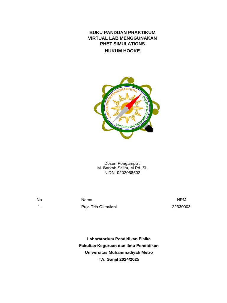 Buku Panduan Praktikum Phet Hukum Hooke | PDF
