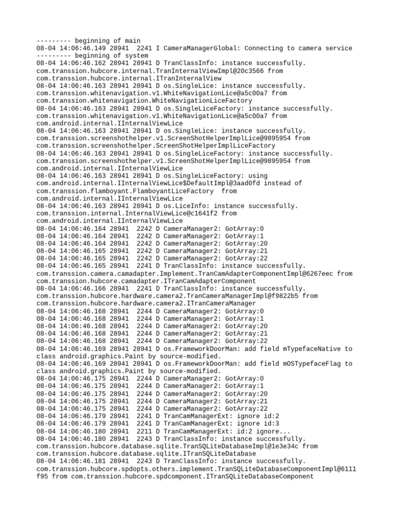 Camera Service Connection Log | PDF | Computing | Computer Programming