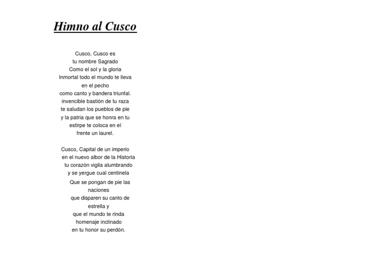 Himno al Cusco: Letra y Significado | PDF | Ciencias sociales | Historia