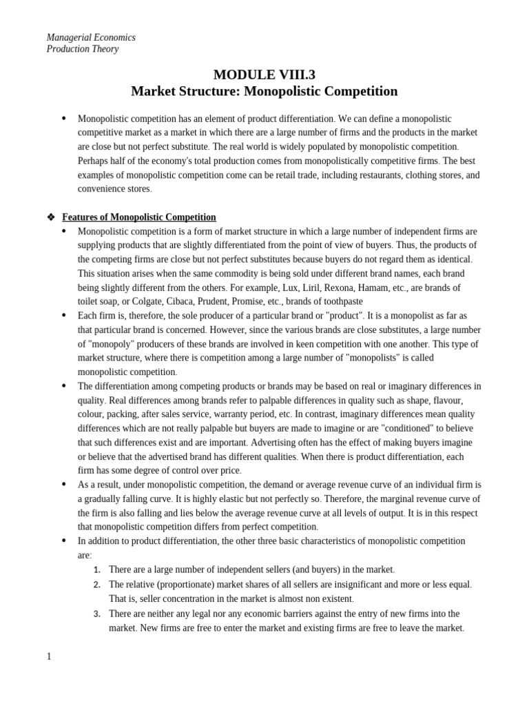 Understanding Monopolistic Competition | PDF | Monopoly | Perfect ...