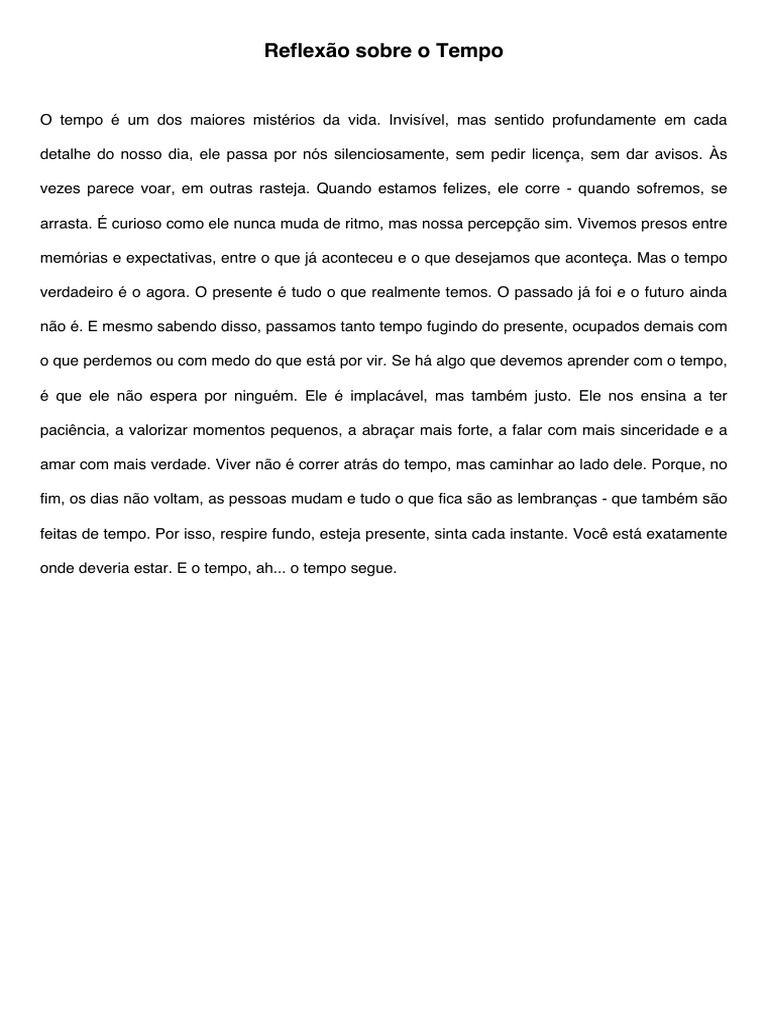 Reflexões sobre a Natureza do Tempo | PDF