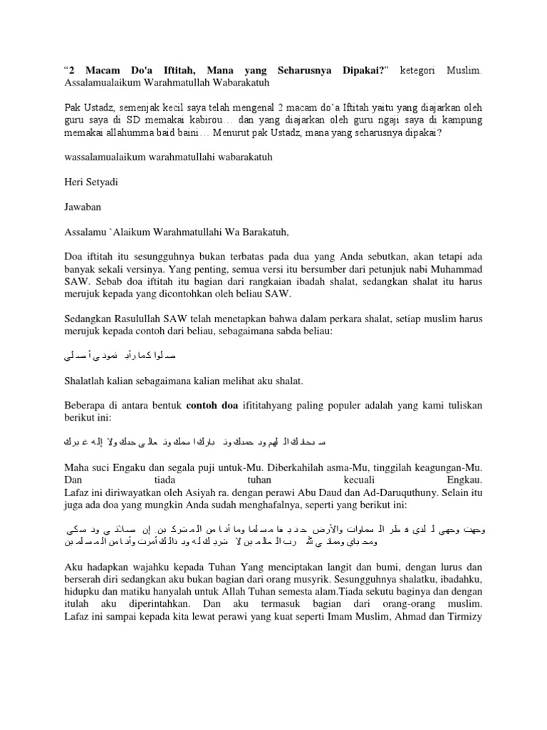 Doa Iftitah