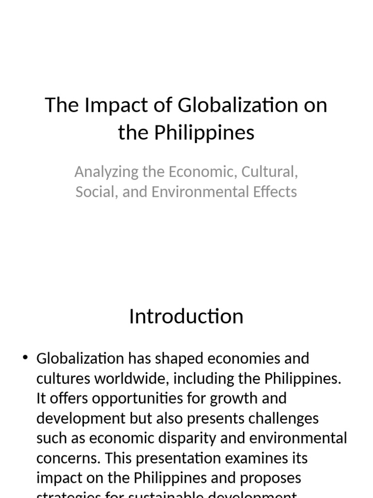 Globalization's Impact on the Philippines | PDF | Globalization ...