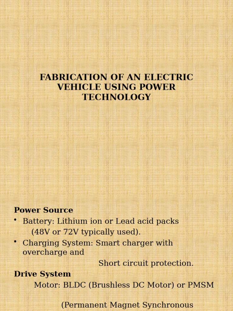 Electric Vehicle Fabrication Guide | PDF | Electric Motor | Battery Charger