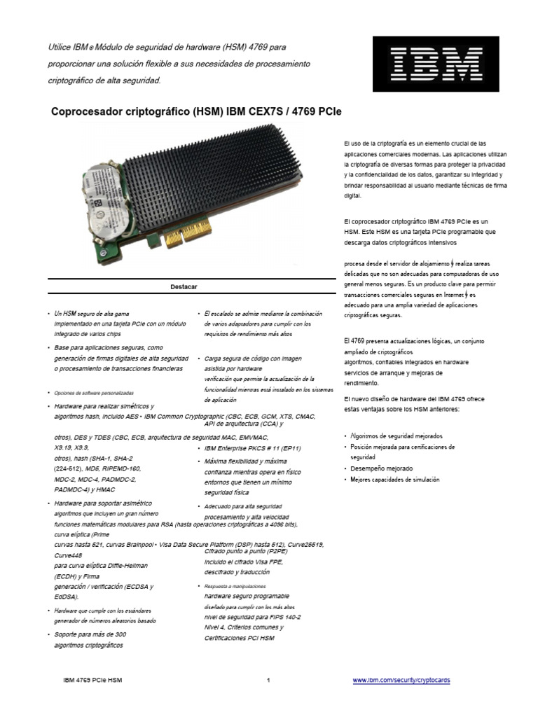 HSM IBM 4769: Solución Criptográfica Segura | PDF | Criptografía ...