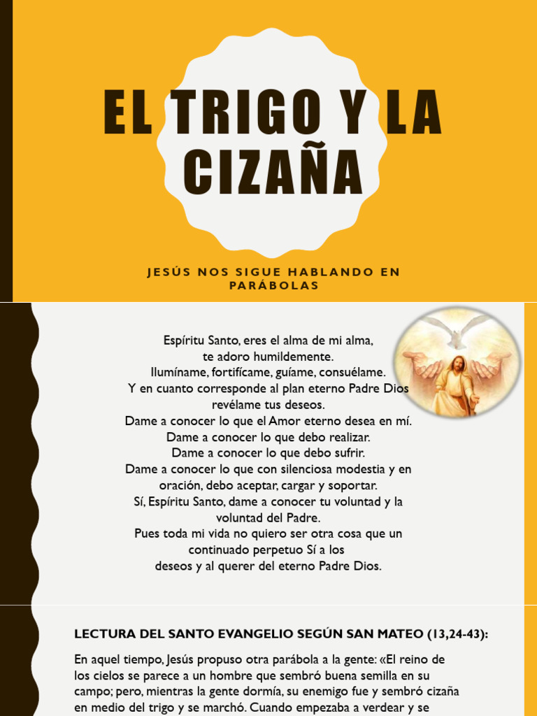 PARABOLA DEL TRIGO Y LA CIZAÑA | PDF | Parábolas de Jesús | Creencia ...