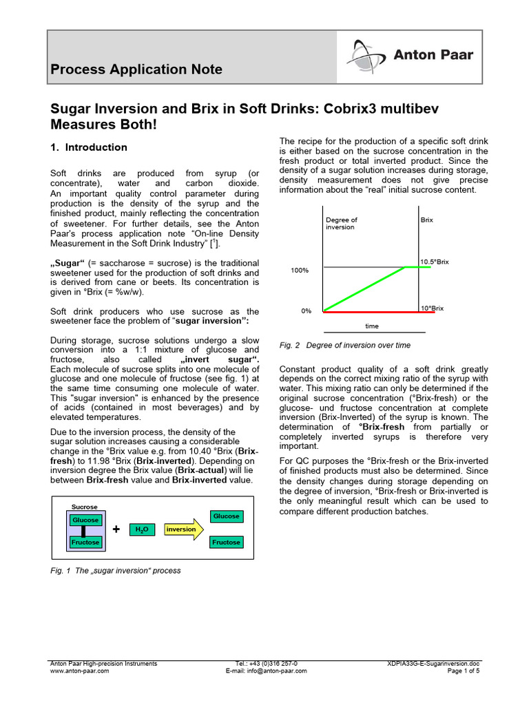 Sugar Inversion in Soft Drinks Explained | PDF | Sucrose | Fructose