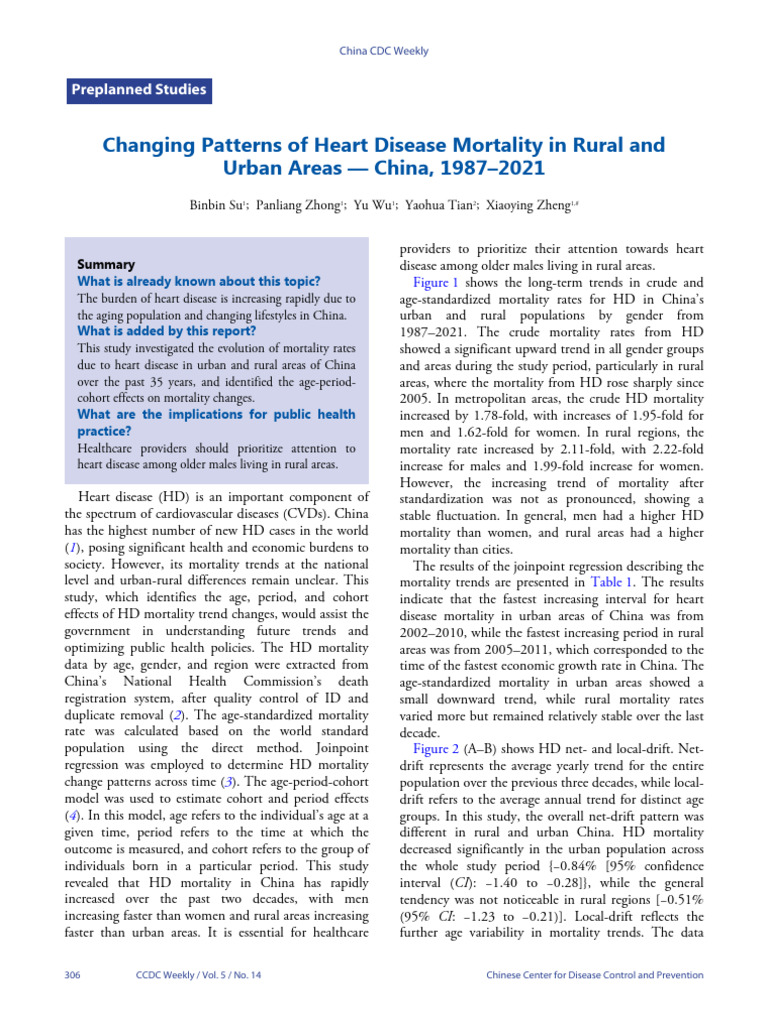 Changing Patterns of Heart Disease Mortality in Rural and Urban Areas ...