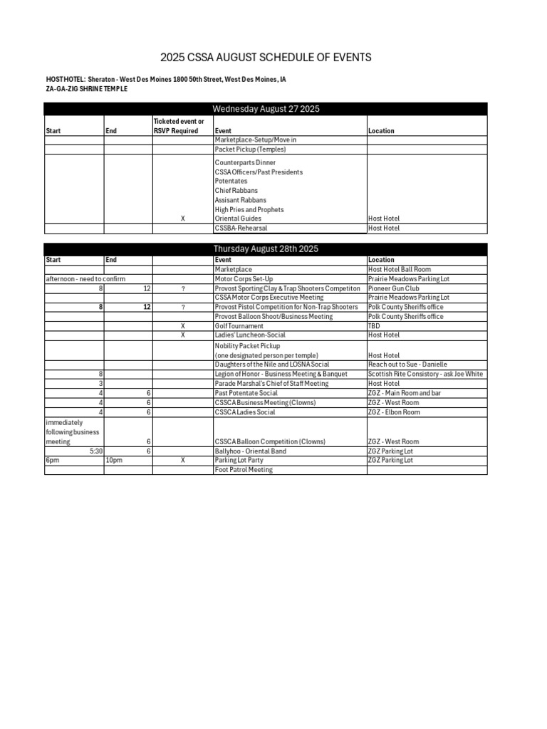 CSSA 2025 Convention Schedule | PDF