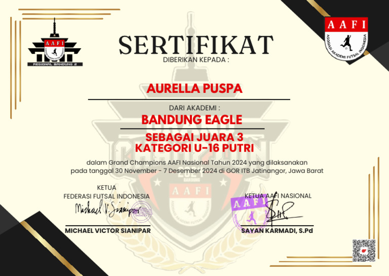 Juara 3 AAFI U-16 Putri 2024 | PDF
