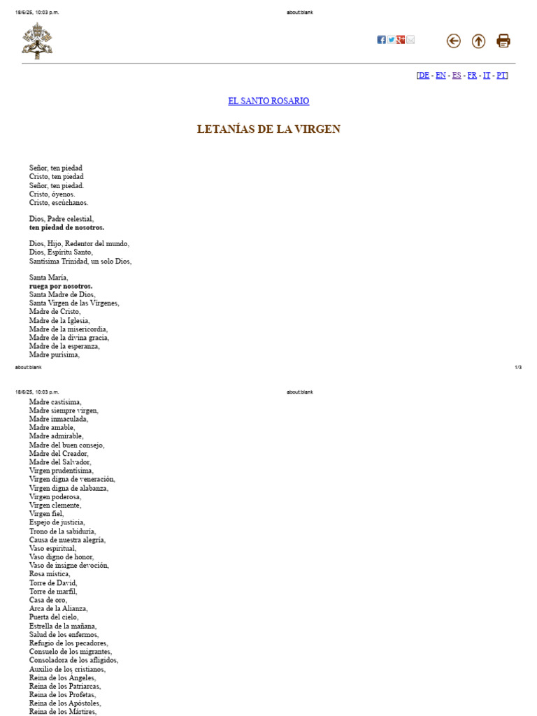Letanías a la Virgen María | PDF | María, madre de Jesús | Cristo (título)