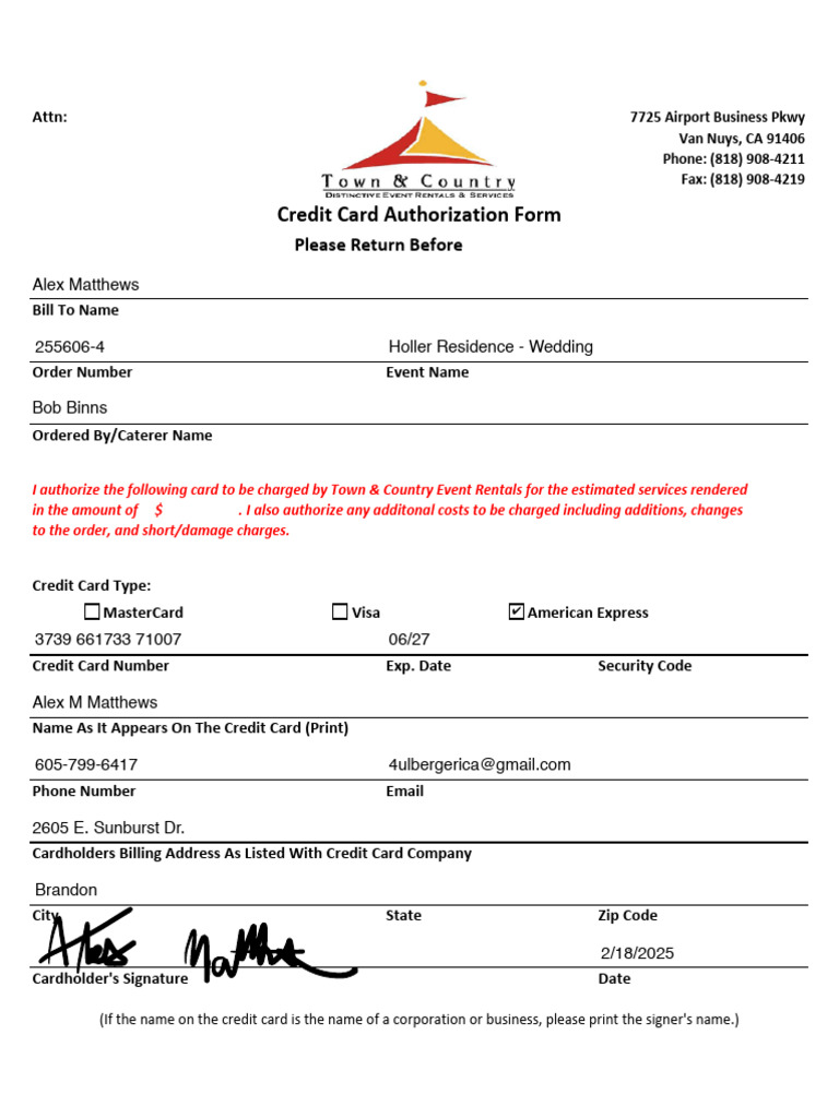 Hotel Credit Card Authorization Form | PDF