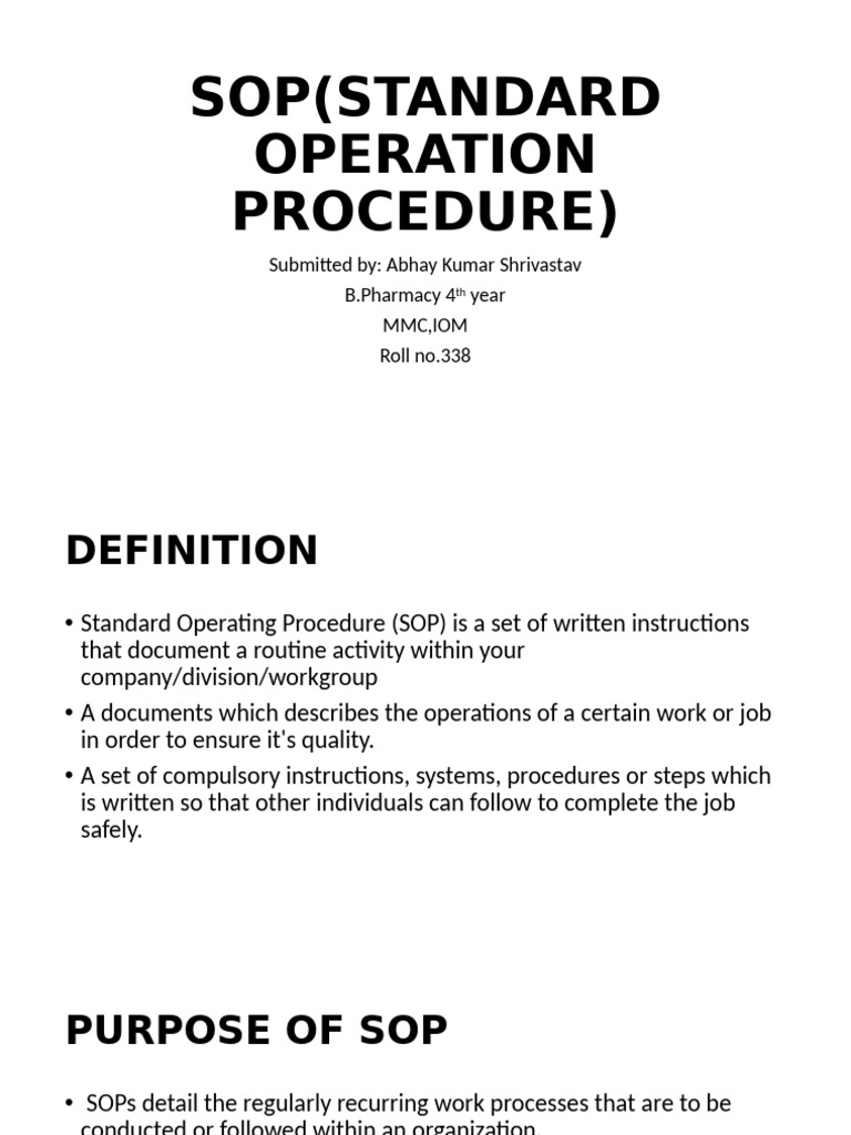 Standard Operating Procedure | PDF
