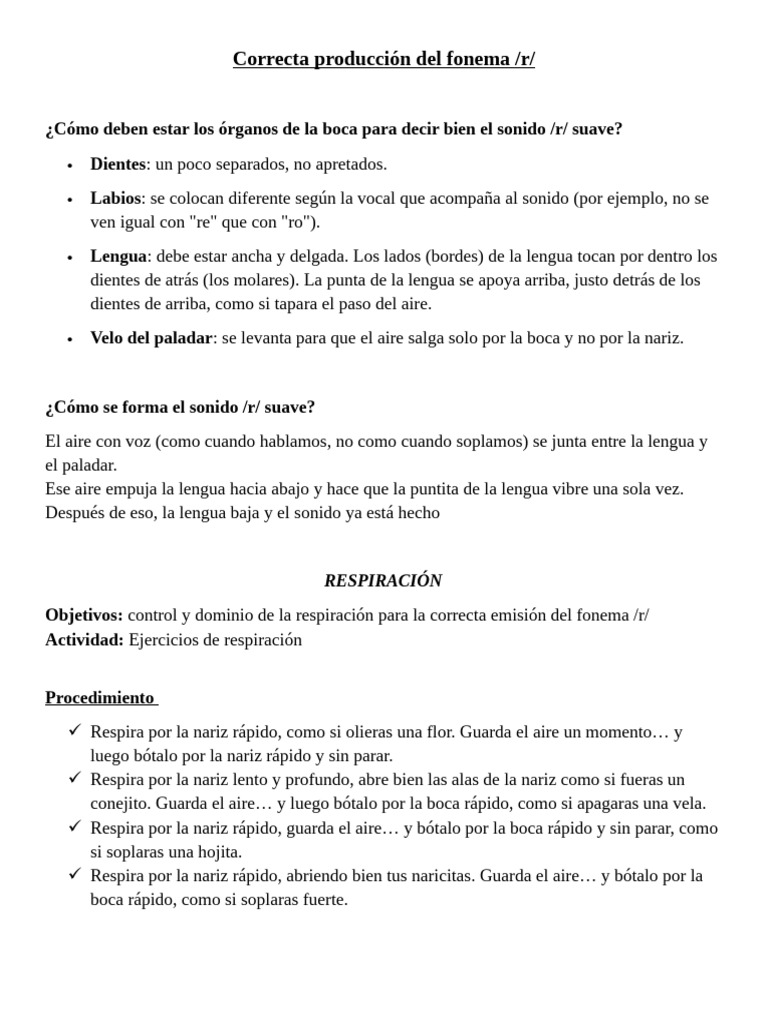 Guía para Pronunciar el Fonema /r/ | PDF | Boca | Diente
