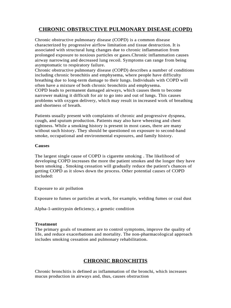 COPD: Symptoms and Causes | PDF | Chronic Obstructive Pulmonary Disease ...