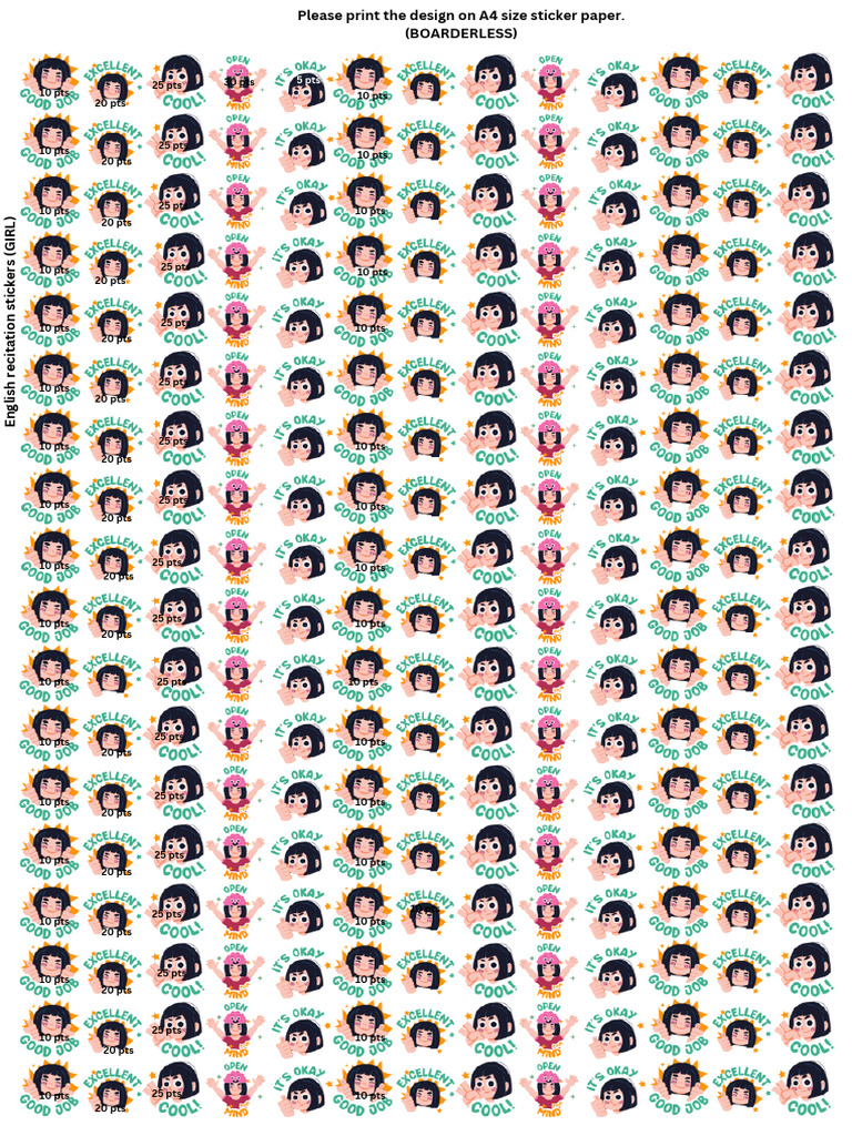 English Recitation Stickers Design | PDF