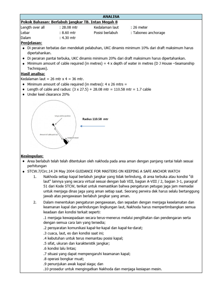 Analisa Berlabuh Jangkar IM8 | PDF