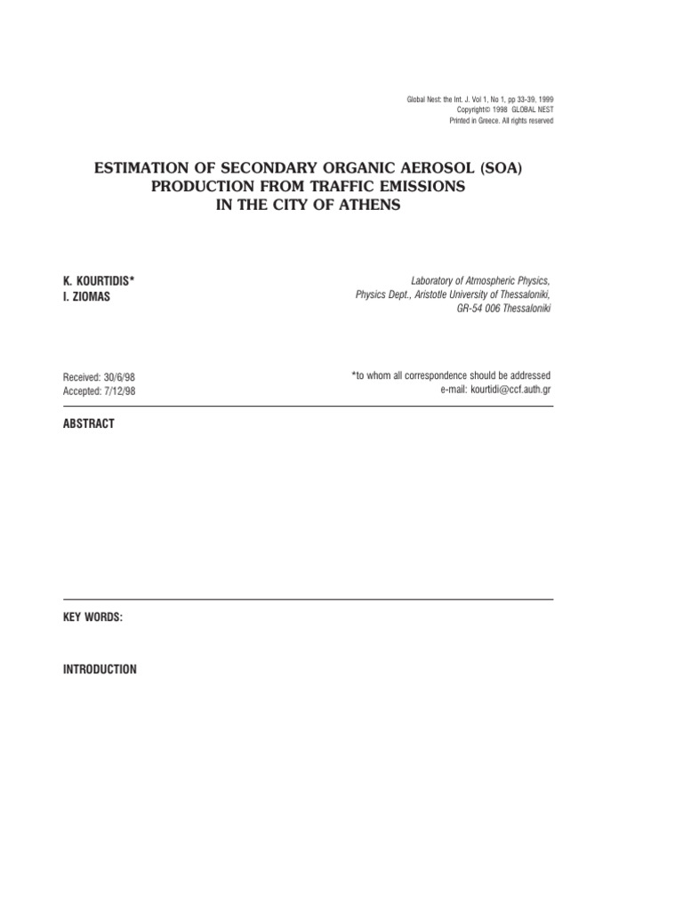 Estimation of Secondary Organic Aerosol (Soa) | PDF | Particulates ...