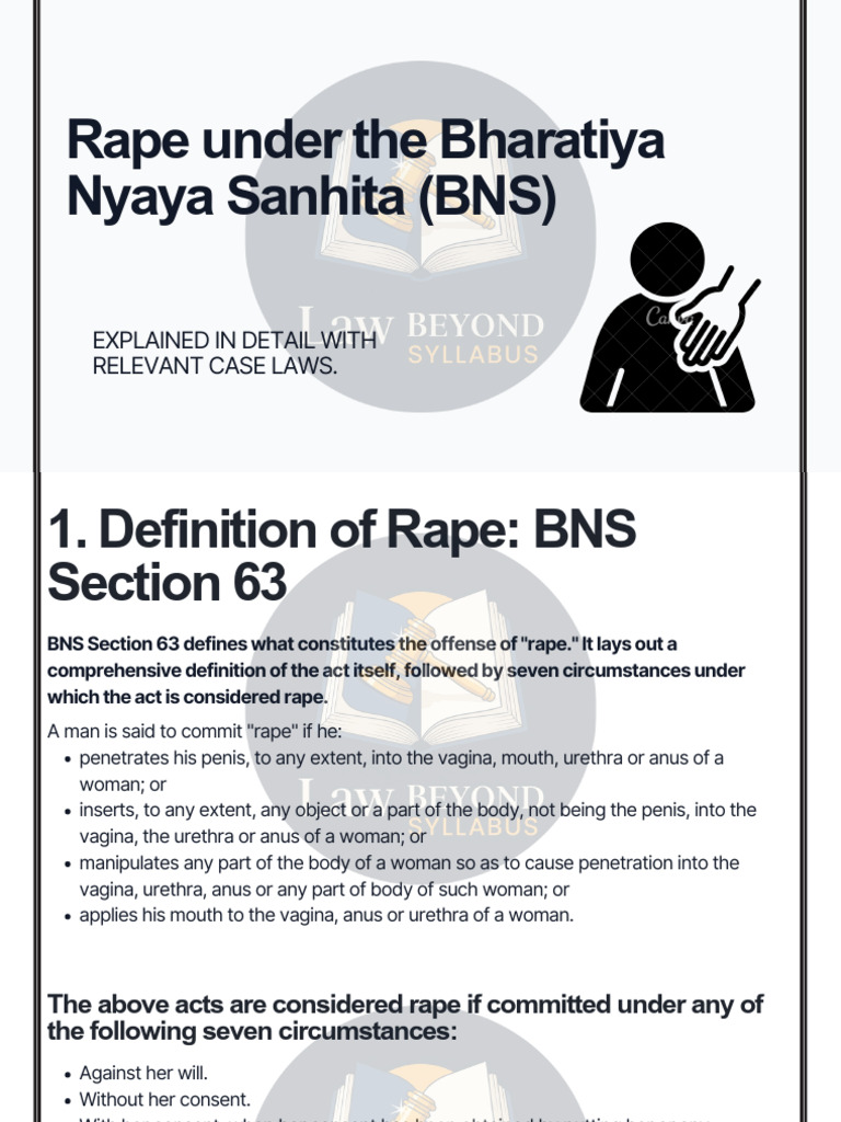 Rape Law Overview in BNS Sections 63-70 | PDF | Rape | Sex And The Law