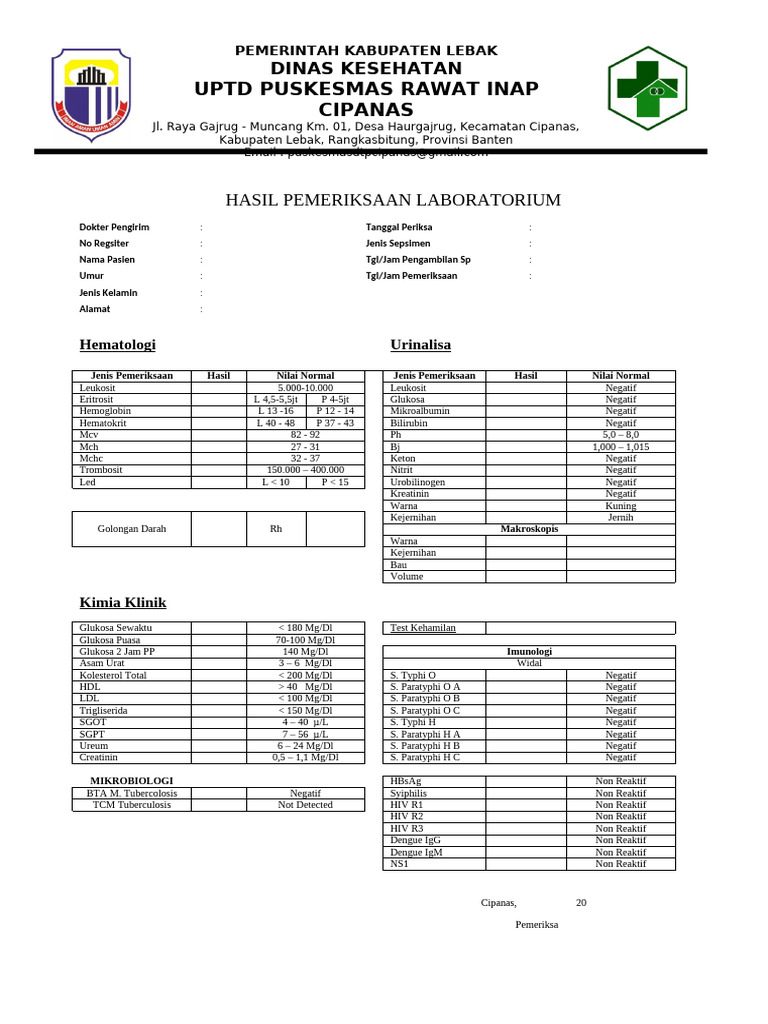 Format Hasil Lab 2025 | PDF