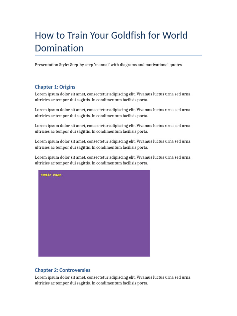 How To Train Your Goldfish For World Domination | PDF